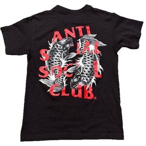Anti Social Social Club Koi Fish Graphic T Shirt Black Size S USA Made ASSC